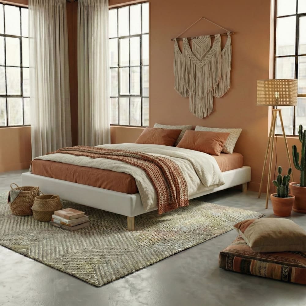 SAMPUR Bett kunstleder mit lattenrost 140x190cm weiß style modern - Spanplatte