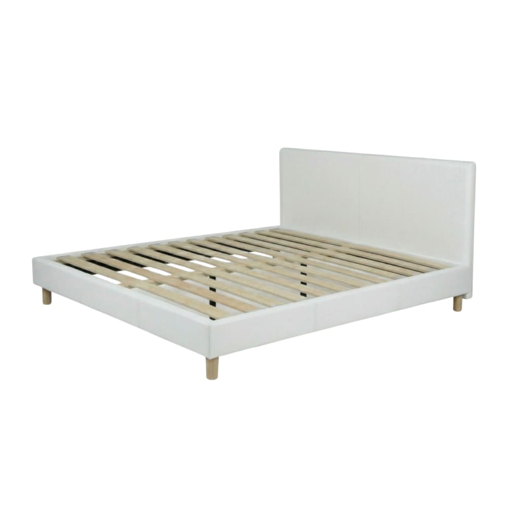 Lit en simili cuir blanc