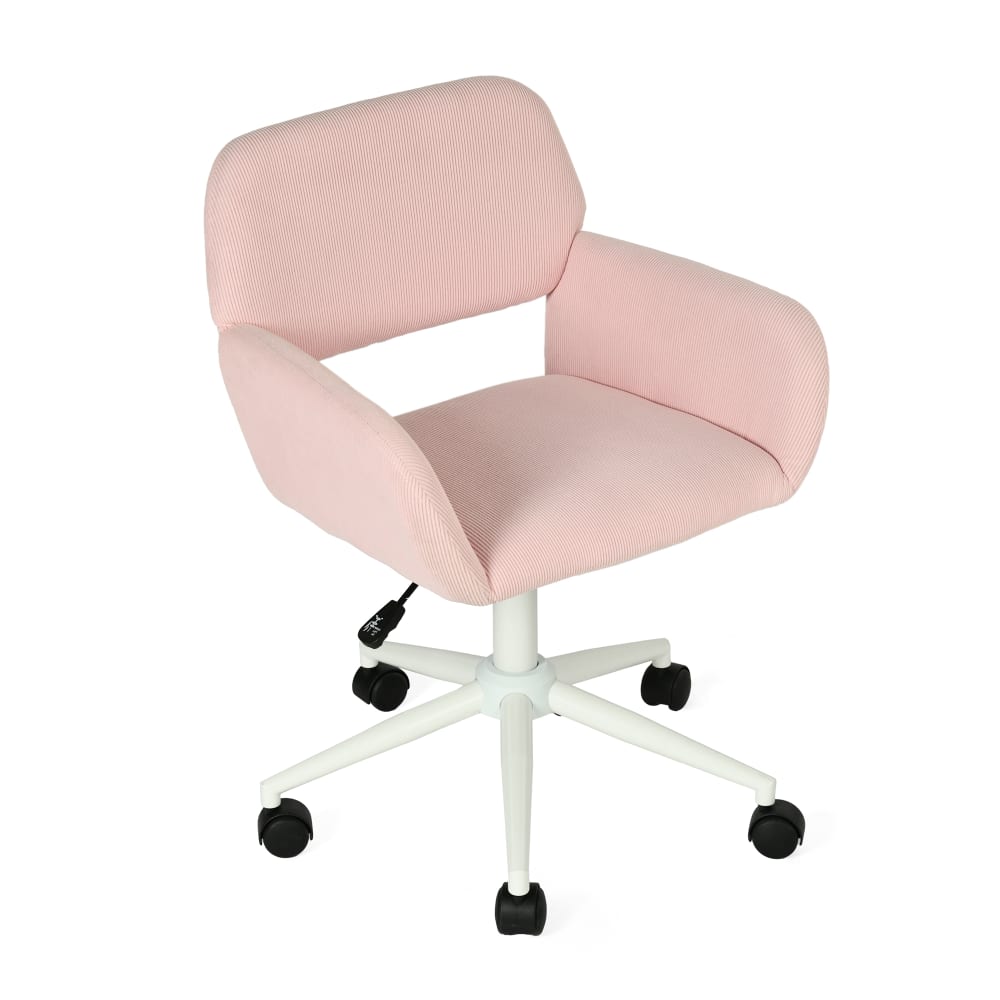 chaise de bureau pivotante - velours rose