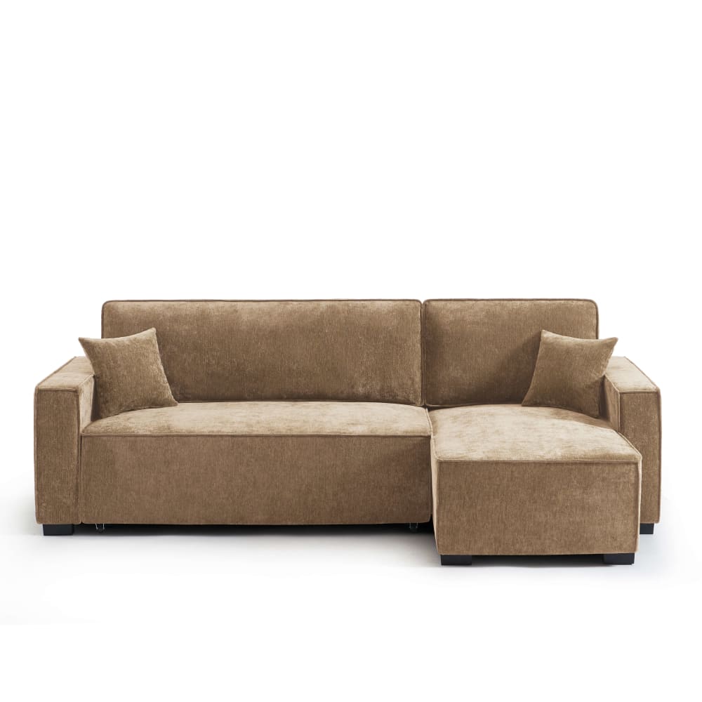 Canapé d'angle convertible - tissu marron