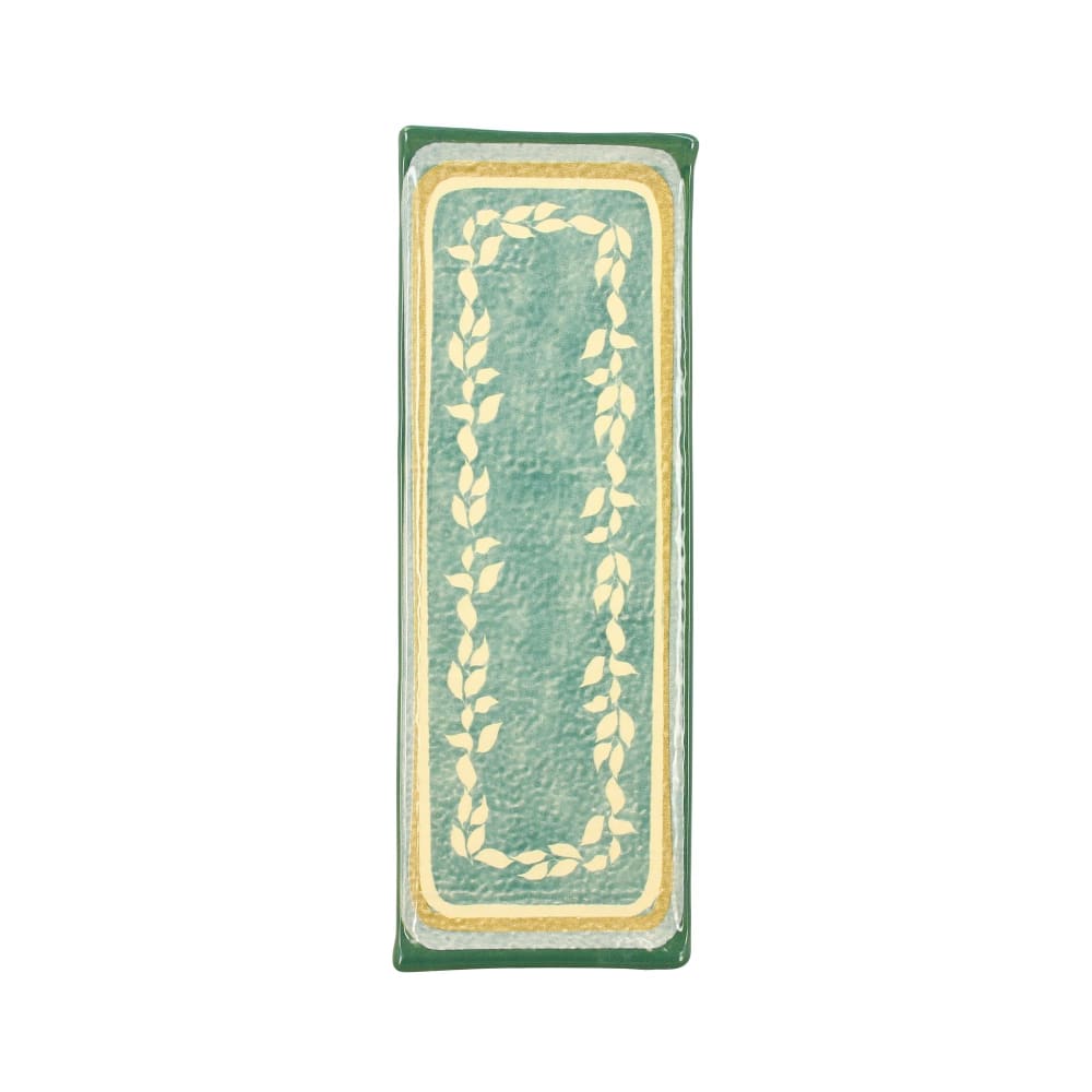 Assiette de présentation rectangulaire en faïence verte