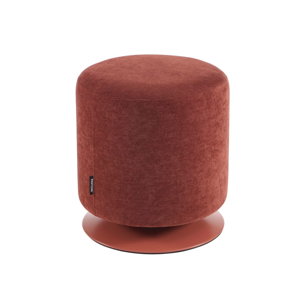 Pouf tissu chenille terracotta - pied