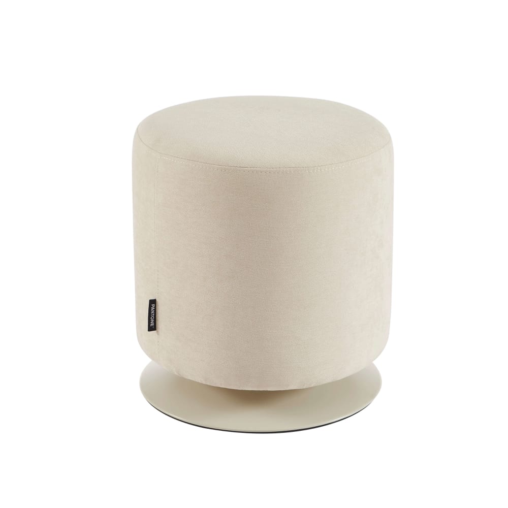 Pouf tissu chenille beige - pivotant