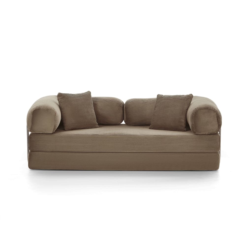 Canapé droit convertible - velours taupe