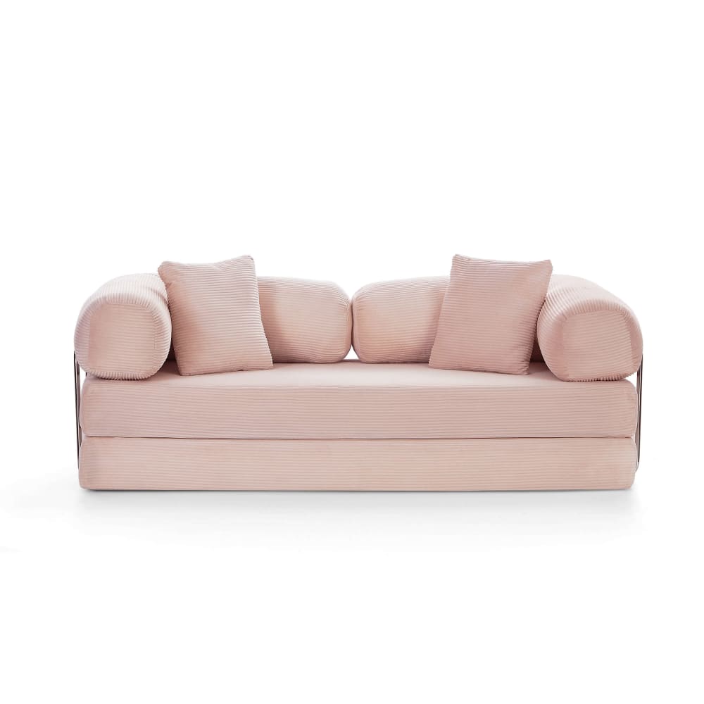 Canapé droit convertible - velours rose