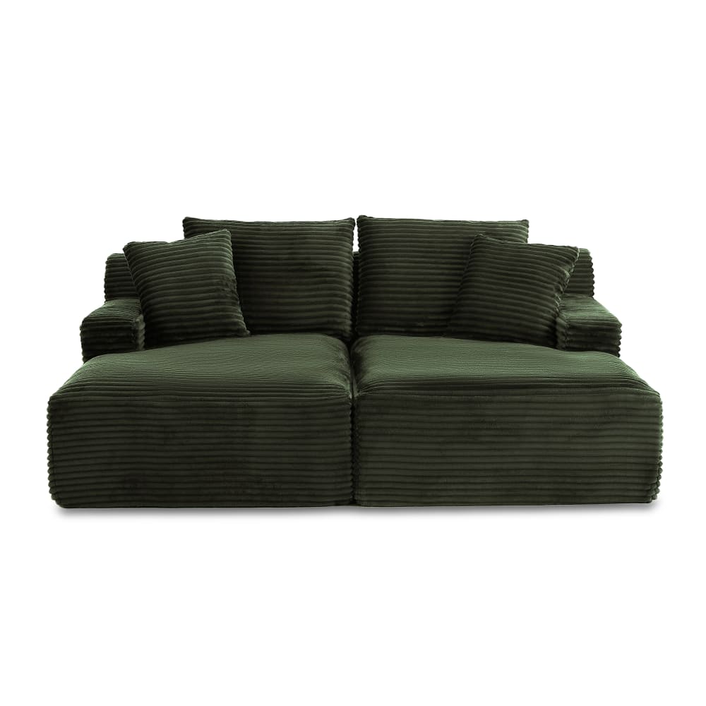 Canapé droit en velours côtelé 3 places vert Canapé droit en velours côtelé 3 places vert