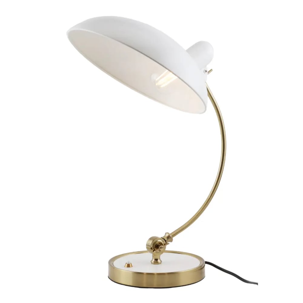 Alpinaluz Vintage-Tischlampe goldfarben Metall weiß H43 cm verstellbar style modern - Metall