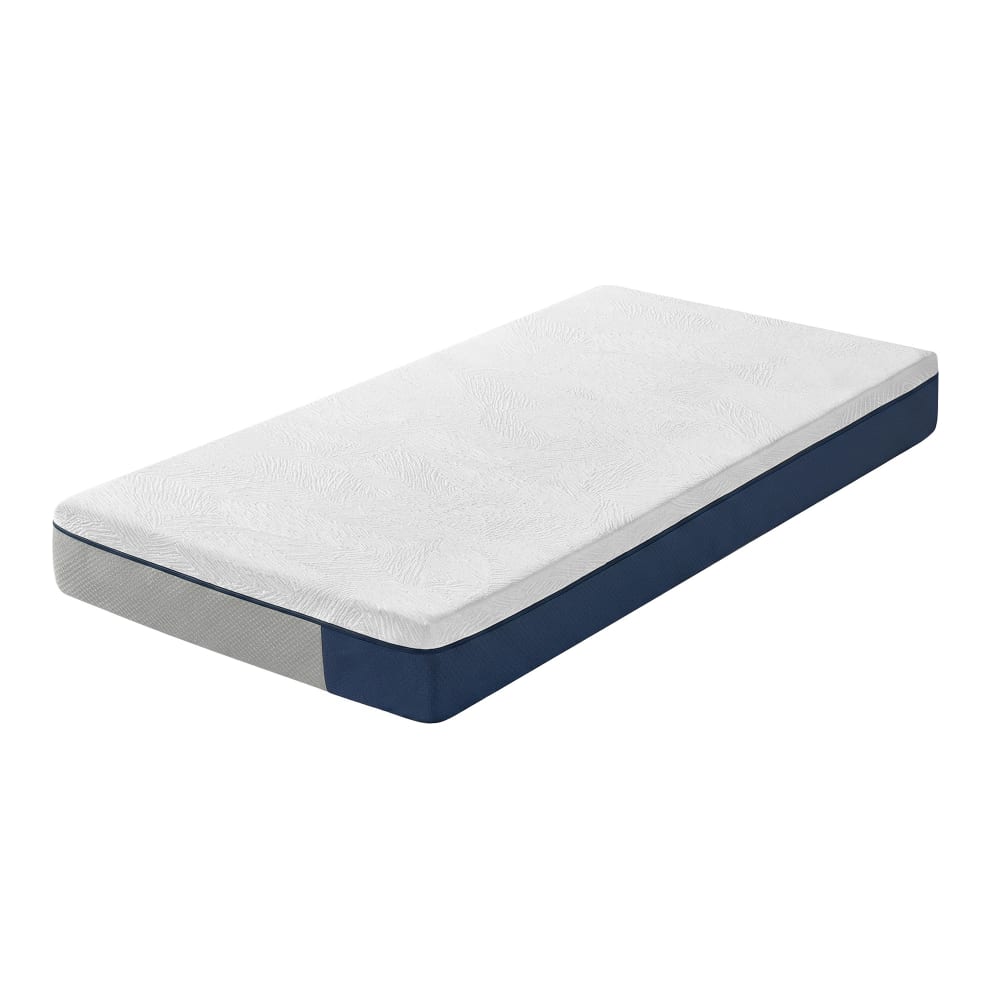 Matelas 140 x 190 cm mousse mémoire de forme gel soutien 7 zones bleu Matelas 140 x 190 cm mousse mémoire de forme gel soutien 7 zones bleu
