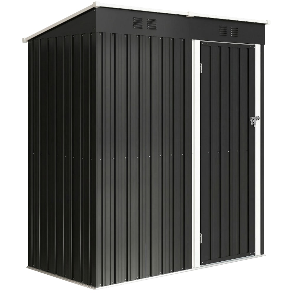 Abri de jardin 2 grilles d'aération toit incliné métal gris anthracite