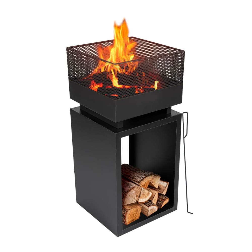 BBQ Collection Feuerschale Schwarz Metall H85xB39xL39cm style modern Schwarz Metall
