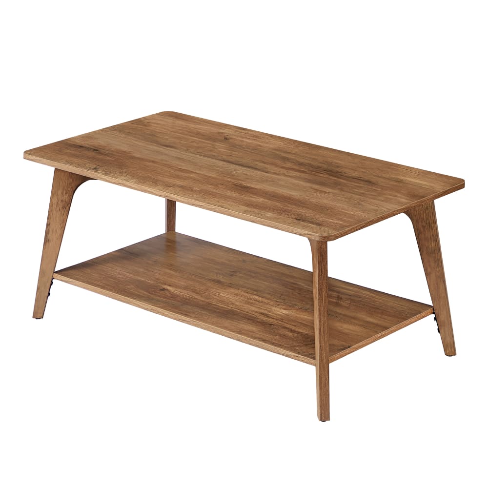 Table basse rangement à 2 niveaux avec patins 55 x 100 x 45 cm marron Table basse rangement à 2 niveaux avec patins 55 x 100 x 45 cm marron