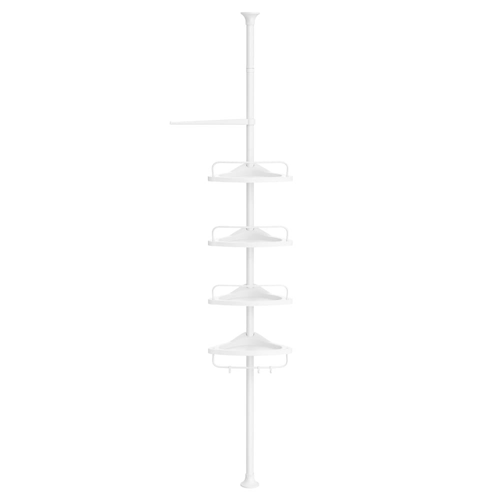 Étagère de salle de bain réglable avec barre porte-serviettes blanc Étagère de salle de bain réglable avec barre porte-serviettes blanc