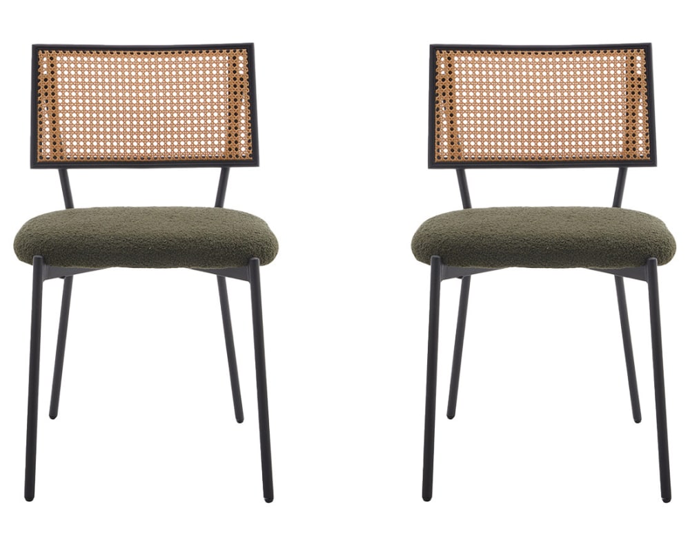 Lot de 2 chaises cannage - vert kaki