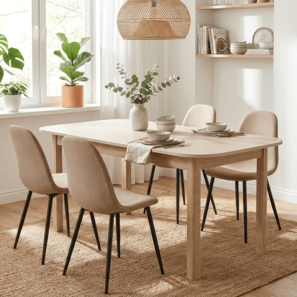 Tisch Ausziehbarer 160-200 cm, Eicheneffekt und Kaschmir -