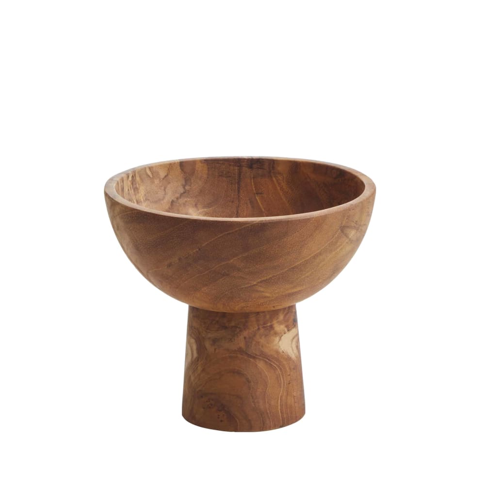 Bol sur pied en teck brun, 15,5 × 15,5 × 11,5 cm