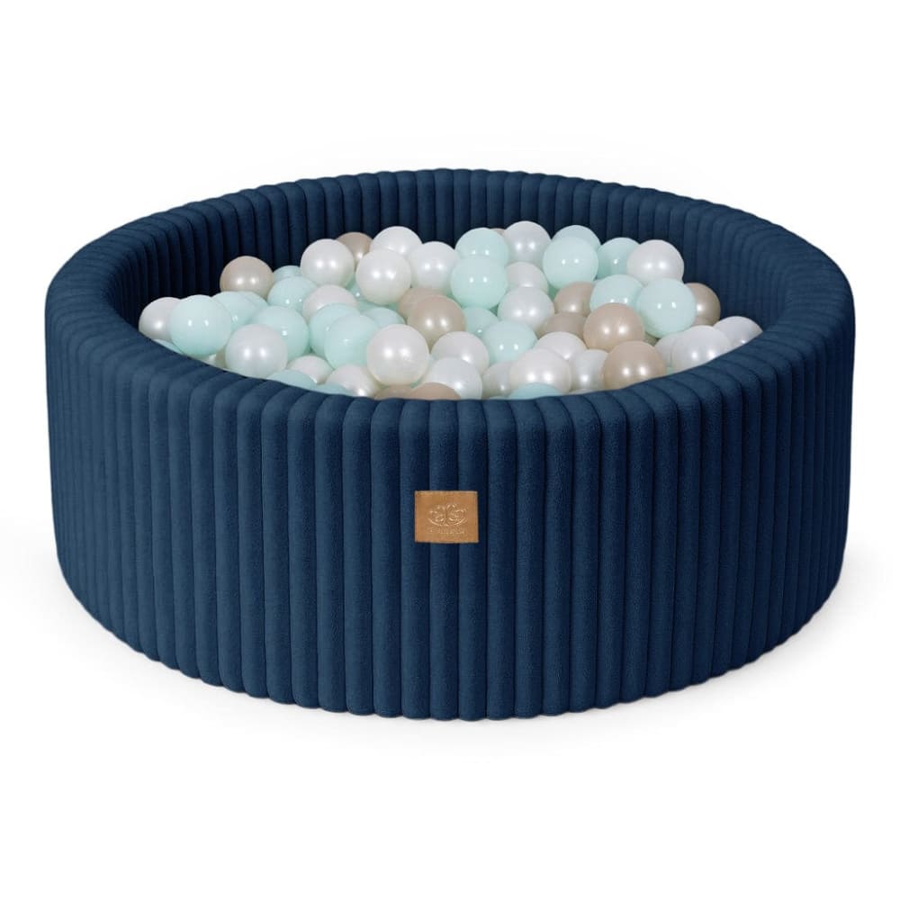 MeowBaby Bällebad für Babys aus Cord – 200 Bälle style modern BLAU Öko-Tex Zertifikat PES - POLYESTER Kinder