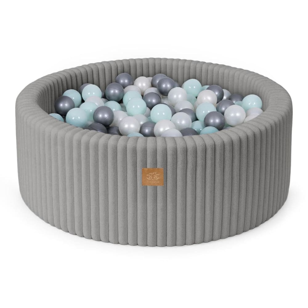 MeowBaby Bällebad für Babys aus Cord – 200 Bälle style modern GRAU Öko-Tex Zertifikat PES - POLYESTER Kinder