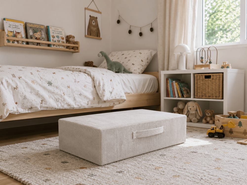 Hüpfkissen für Kinder aus feinem Cordsamt mit Griff, Grau -