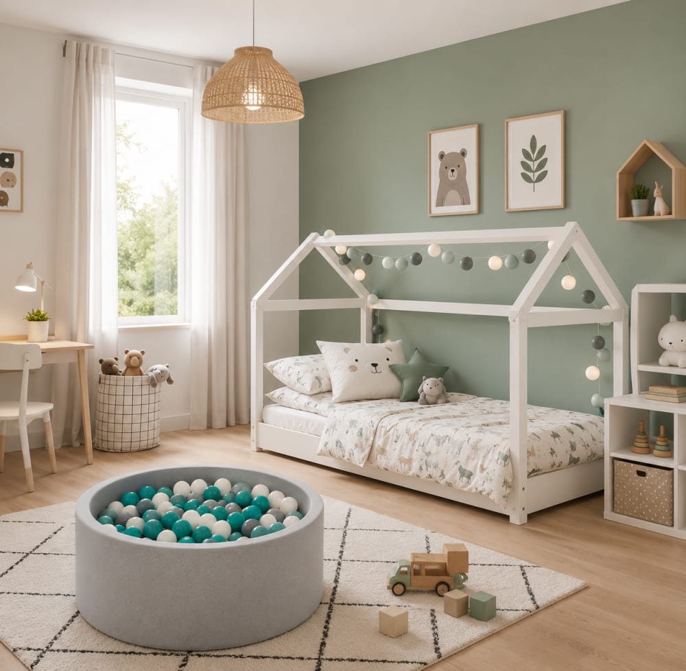 Bällebad für Kinder rund grau 90 x 30 cm, 200 Bälle - Maisons Du