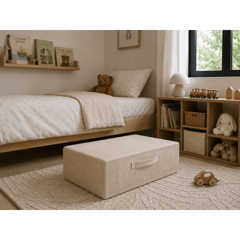 Hüpfkissen für Kinder aus feinem Cordsamt mit Griff, Beige -