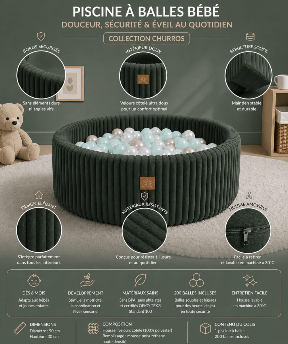 Bällebad für Babys aus Cord – 200 Bälle - Maisons Du Monde