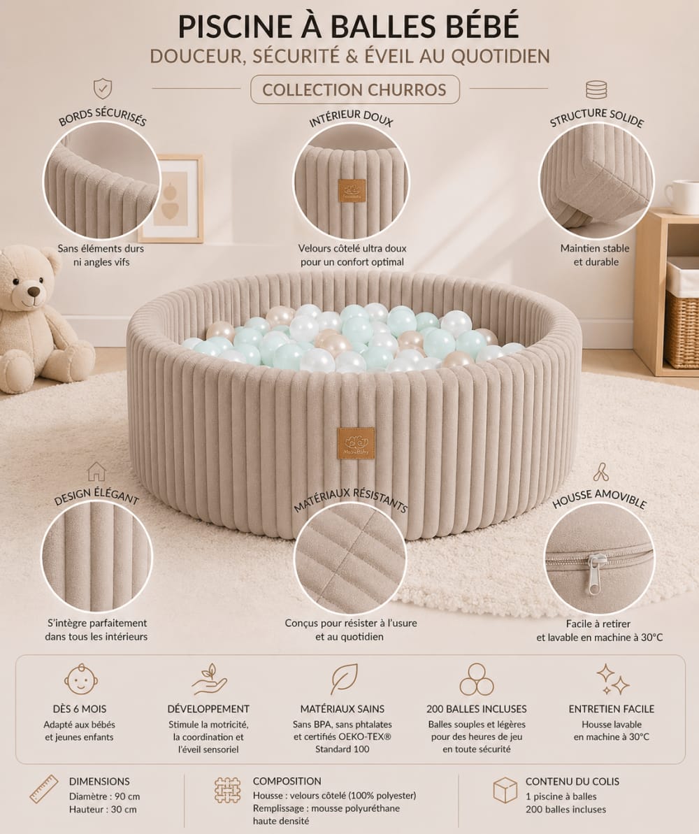 Bällebad für Babys aus Cord – 200 Bälle - Maisons Du Monde