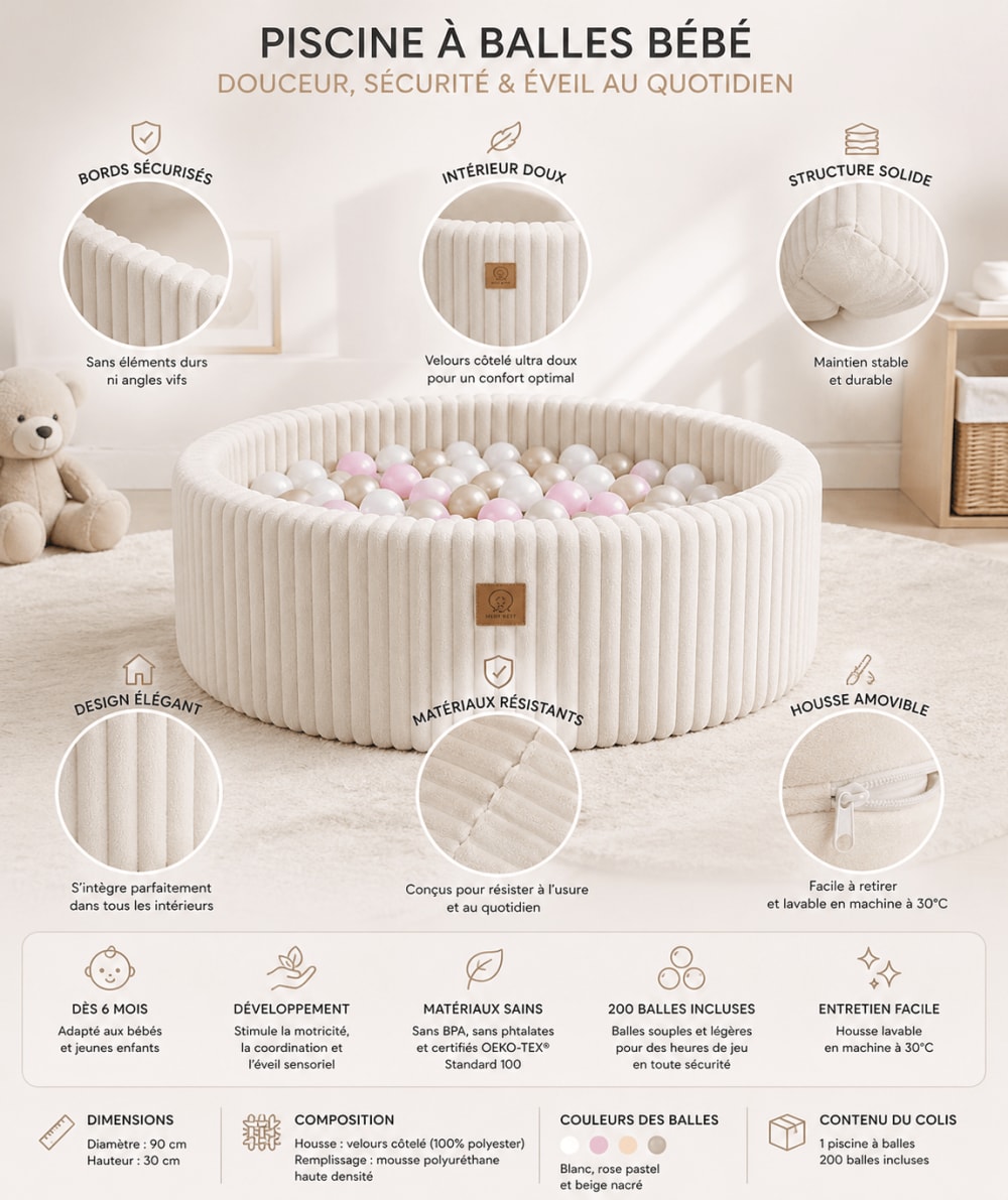 Bällebad für Babys aus Cord – 200 Bälle - Maisons Du Monde