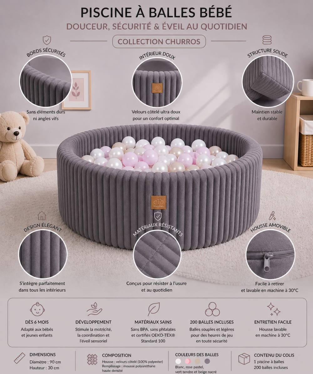 Bällebad für Babys aus Cord – 200 Bälle - Maisons Du Monde