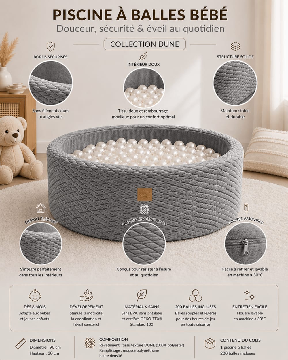Raupen-Bällebad für Babys mit 200 Bällen - Maisons Du Monde