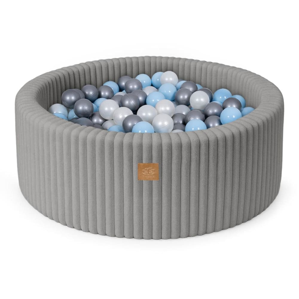 MeowBaby Bällebad für Babys aus Cord – 200 Bälle style modern GRAU Öko-Tex Zertifikat PES - POLYESTER Kinder