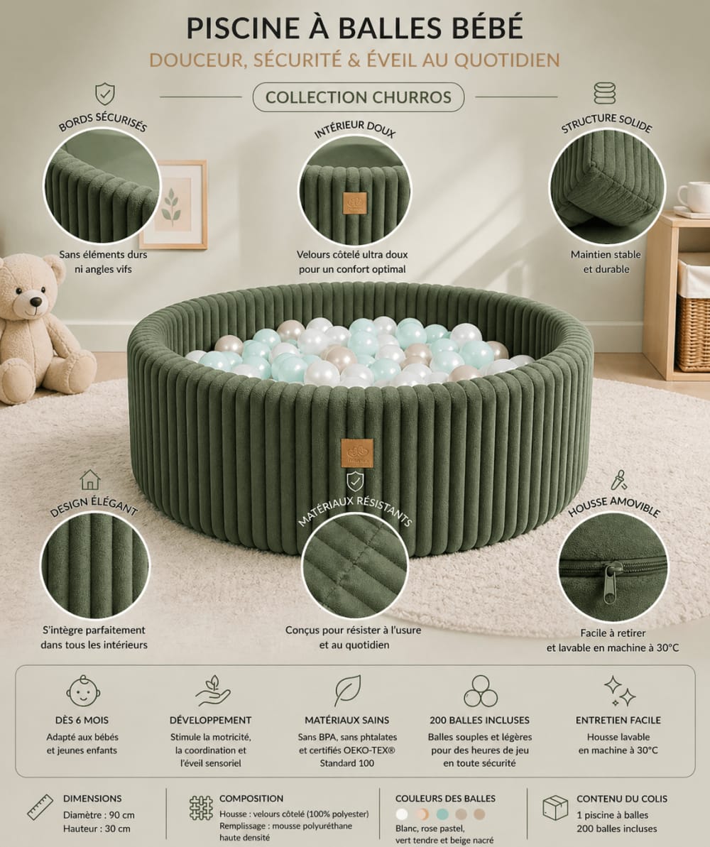 Bällebad für Babys aus Cord – 200 Bälle - Maisons Du Monde