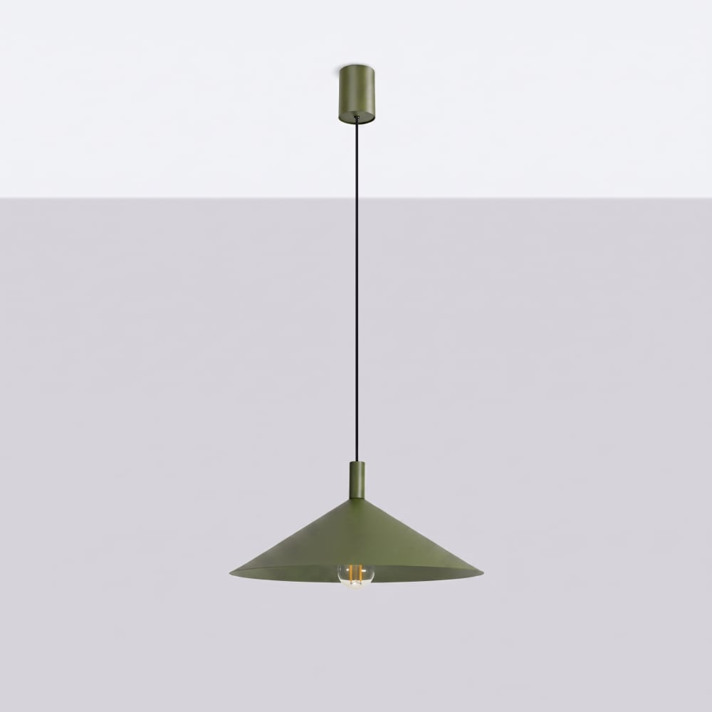 Lampe suspendues acier vert olive h 135 cm — vue 3