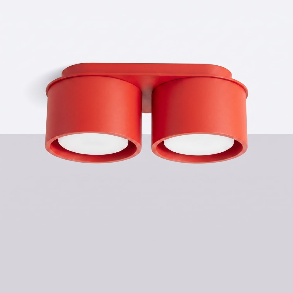 Plafonniers aluminium rouge h 8 cm — vue 3