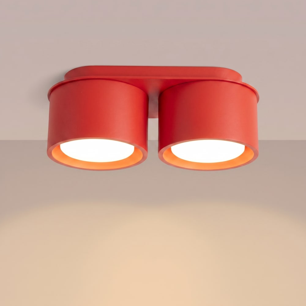 Plafonniers aluminium rouge h 8 cm — vue 4