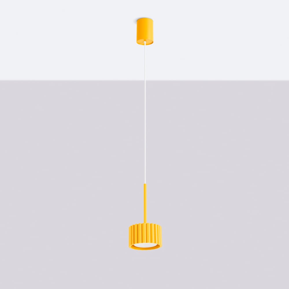Lampe suspendues aluminium jaune h 125 cm — vue 3