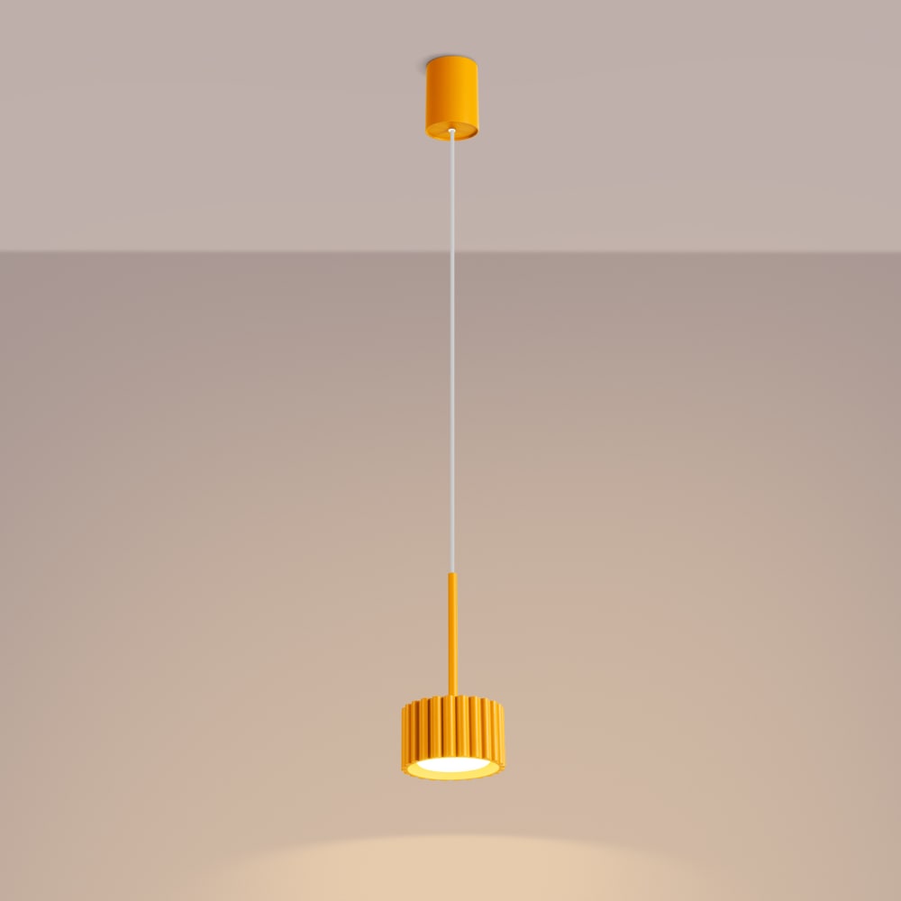 Lampe suspendues aluminium jaune h 125 cm — vue 4