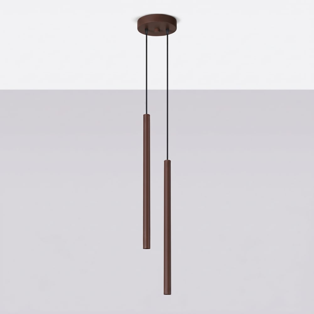 Lampe suspendues acier marron h 118 cm — vue 3