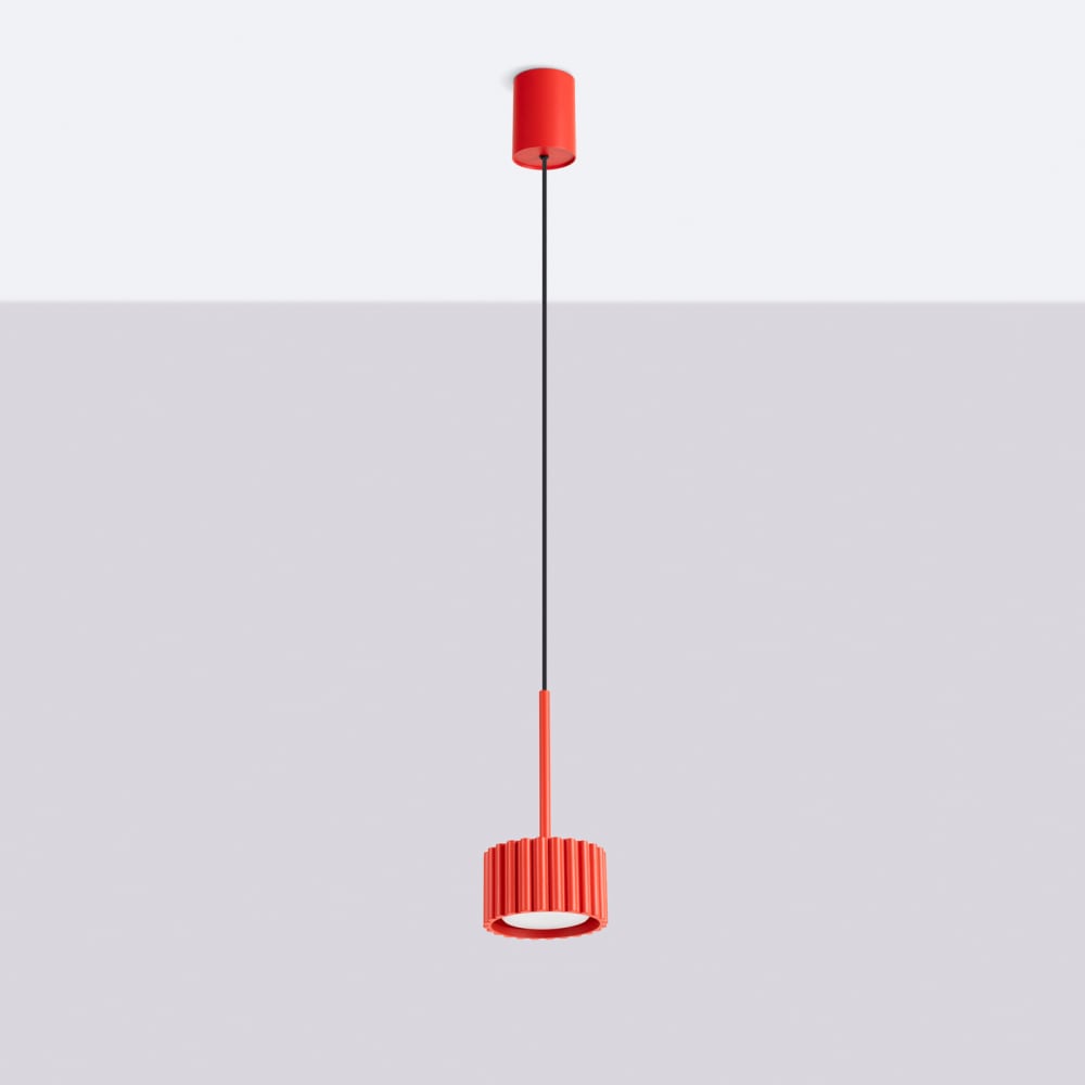 Lampe suspendues aluminium rouge h 125 cm — vue 3