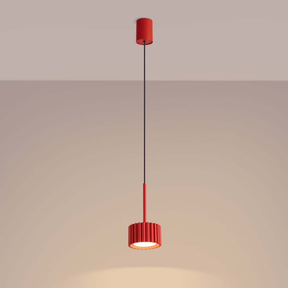 Lampe suspendues aluminium rouge h 125 cm — vue 4