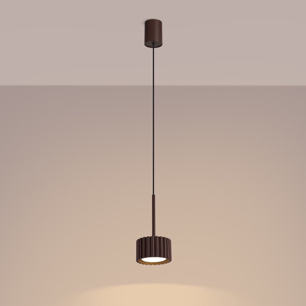 Lampe suspendues aluminium marron h 125 cm — vue 4