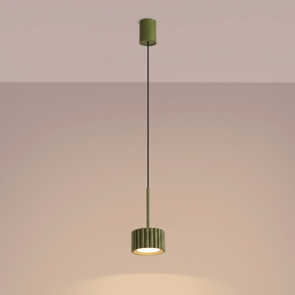 Lampe suspendues aluminium vert olive h 125 cm — vue 4