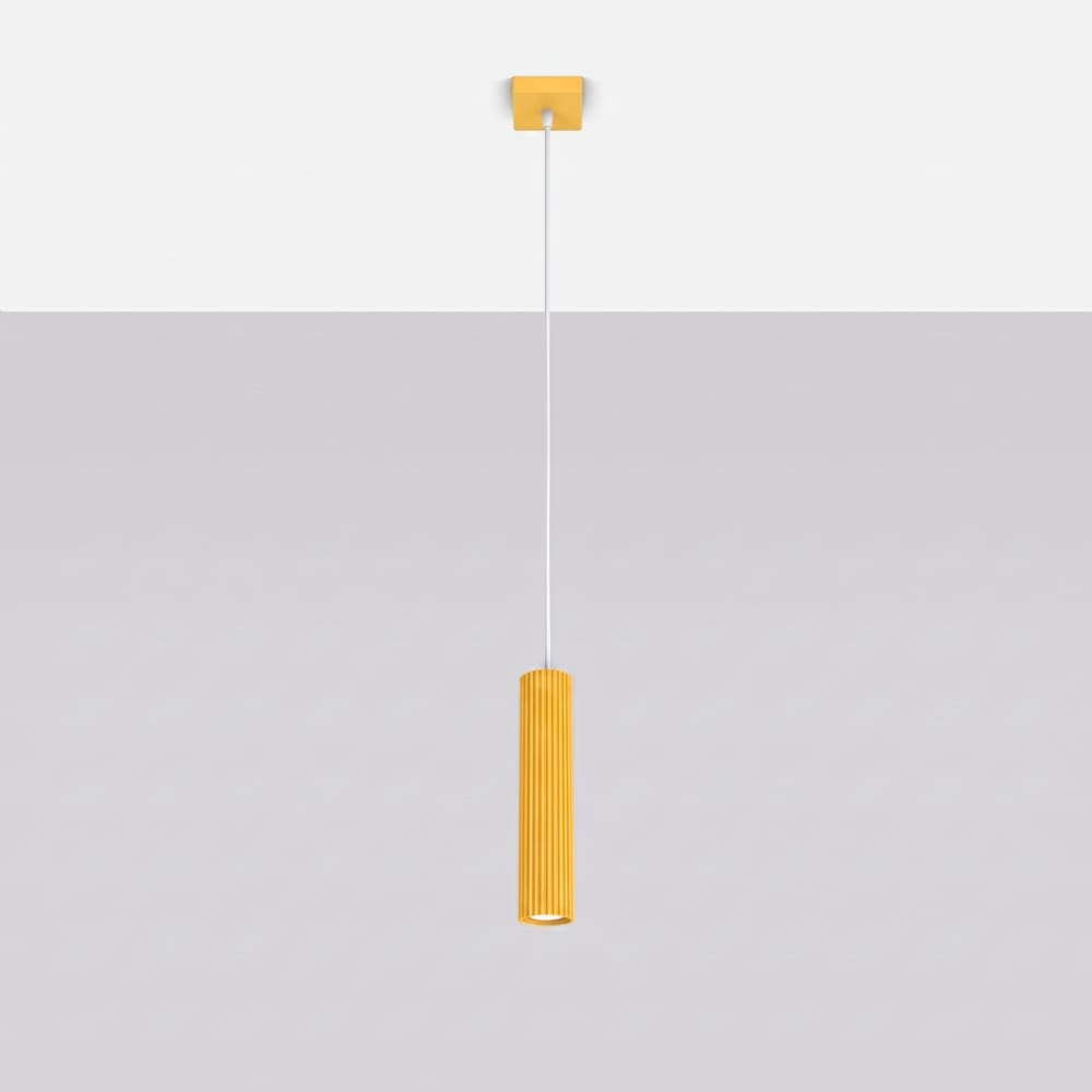 Lampe suspendues aluminium jaune h 118 cm — vue 3
