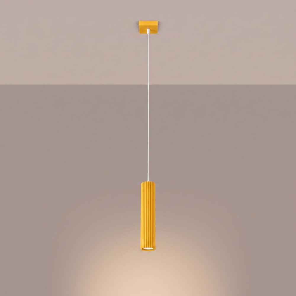 Lampe suspendues aluminium jaune h 118 cm — vue 4