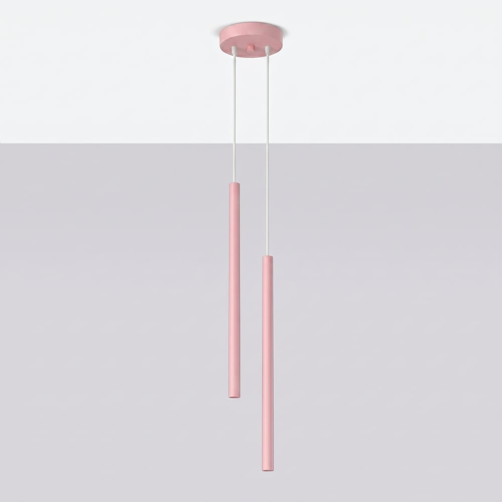 Lampe suspendues acier rose h 118 cm — vue 3