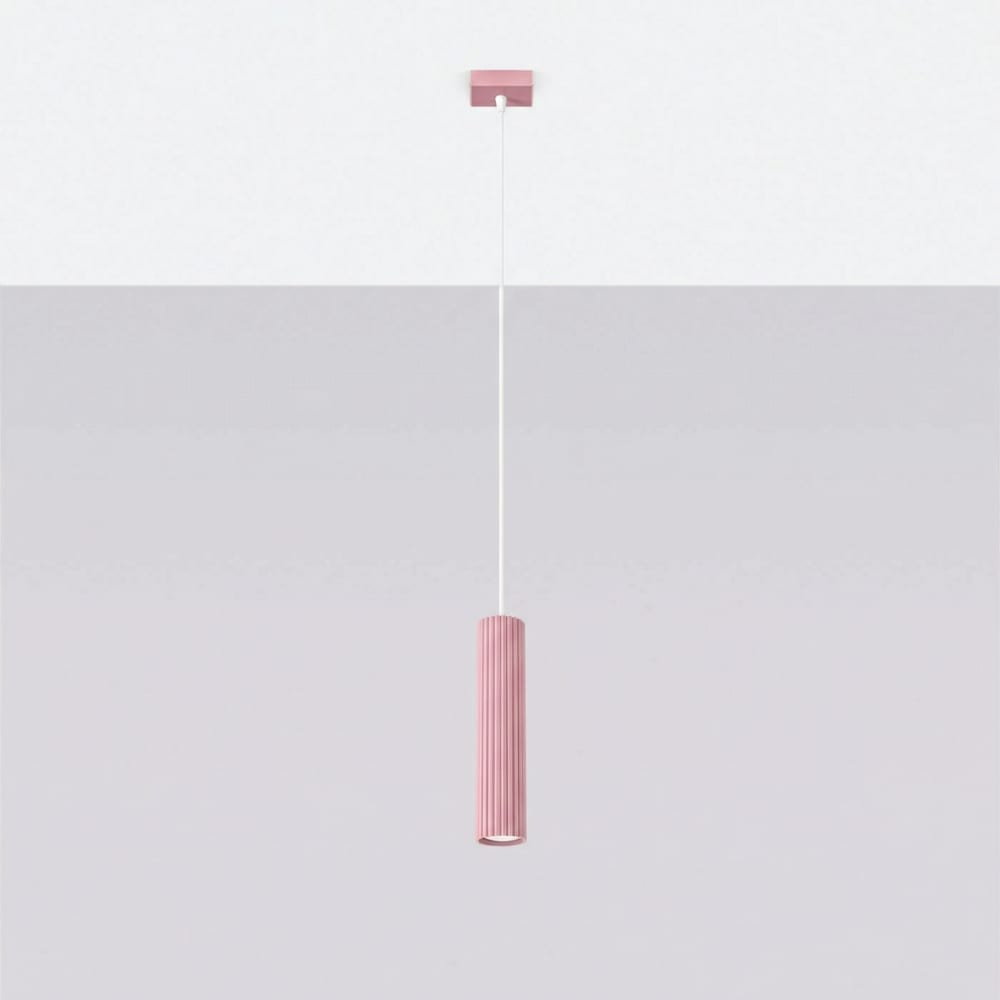 Lampe suspendues aluminium rose h 118 cm — vue 3