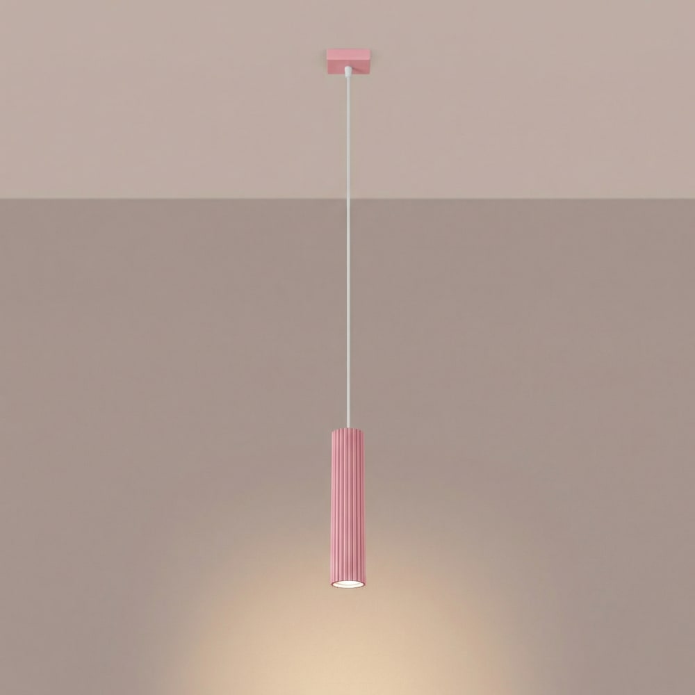 Lampe suspendues aluminium rose h 118 cm — vue 4