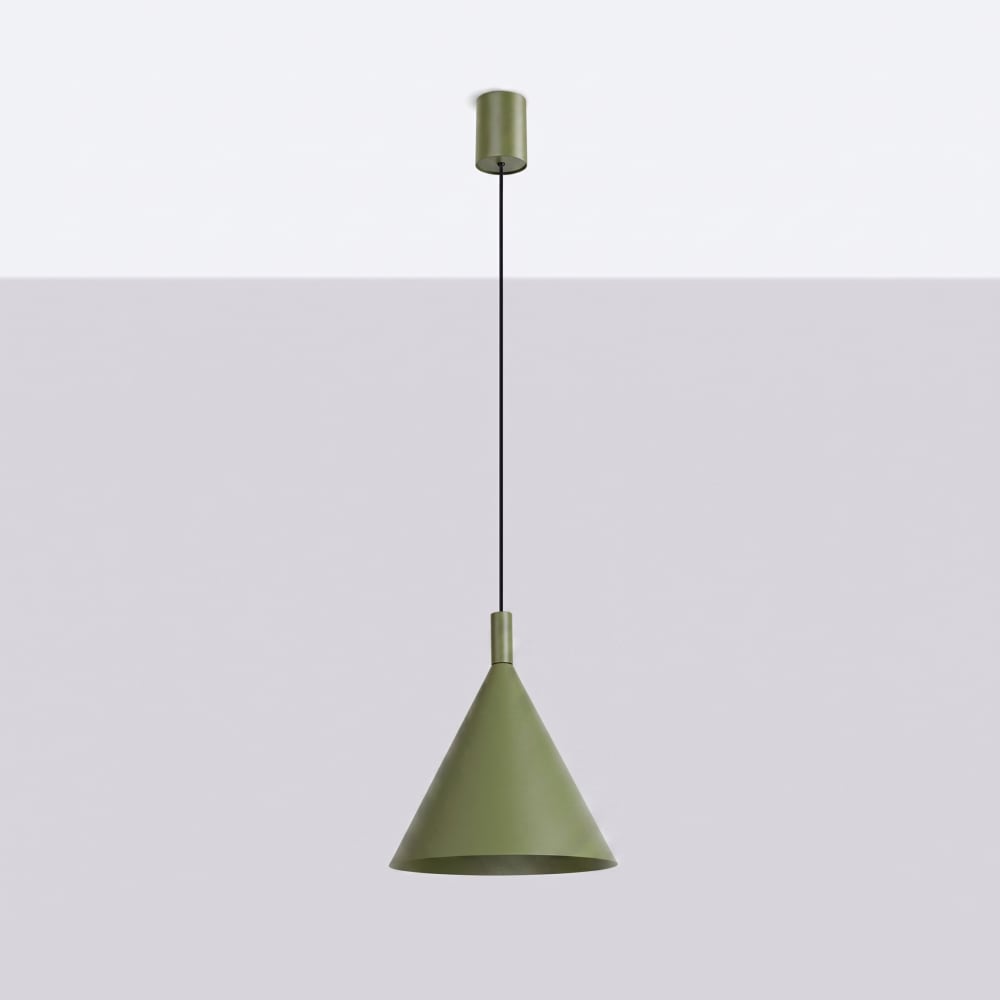 Lampe suspendues acier vert olive h 140 cm — vue 3