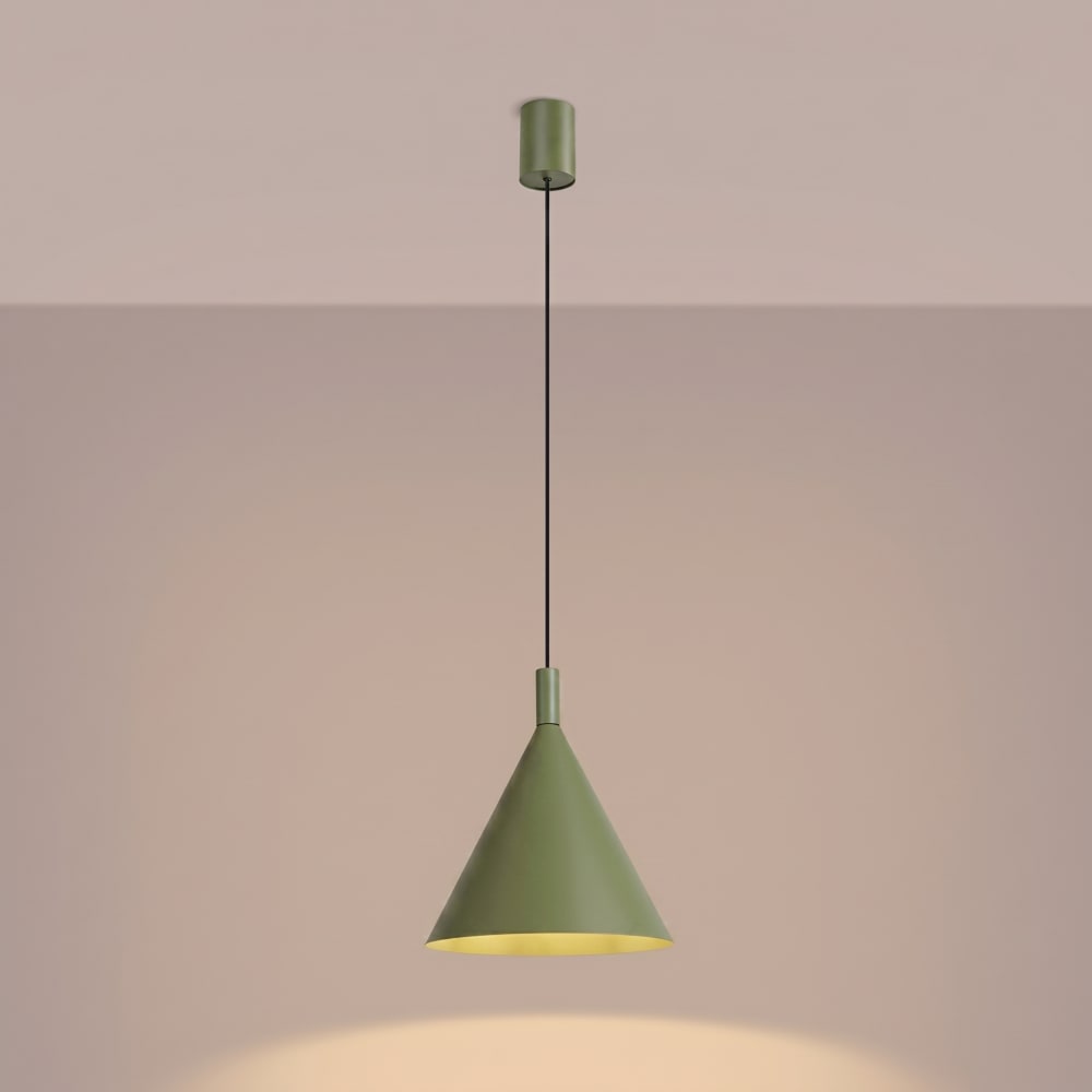 Lampe suspendues acier vert olive h 140 cm — vue 4
