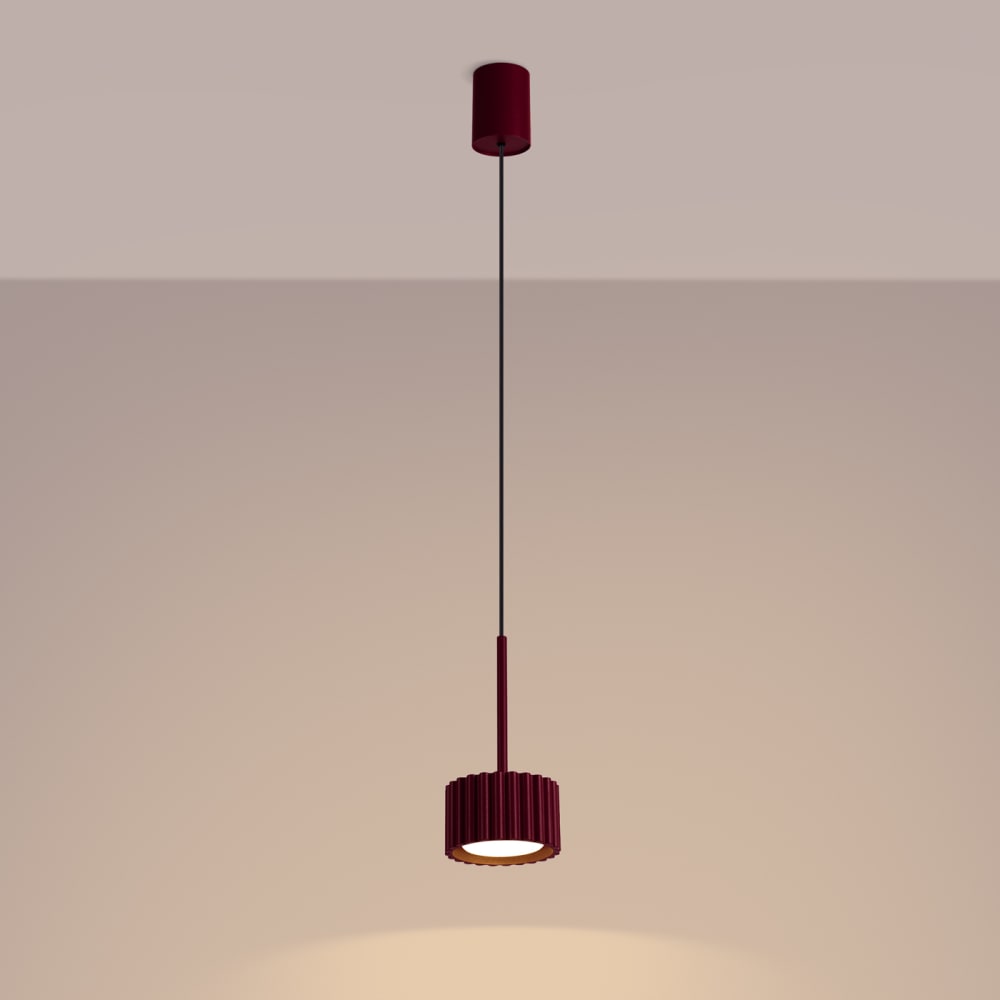 Lampe suspendues aluminium bordeaux h 125 cm — vue 4