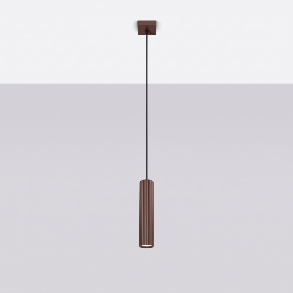 Lampe suspendues aluminium marron h 118 cm — vue 3